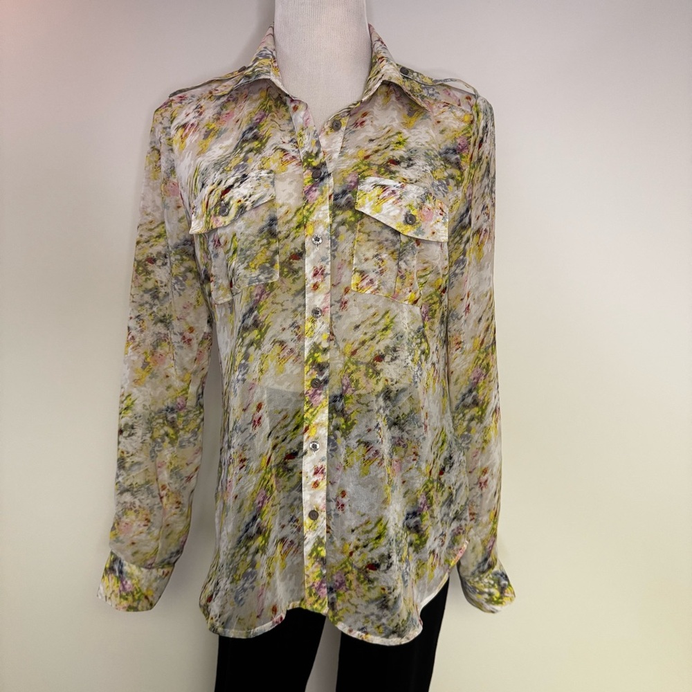 Bebe Multicolor Sheer Blouse‎ Y2K Cottage